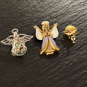 Set of Three Angel Pin Brooches